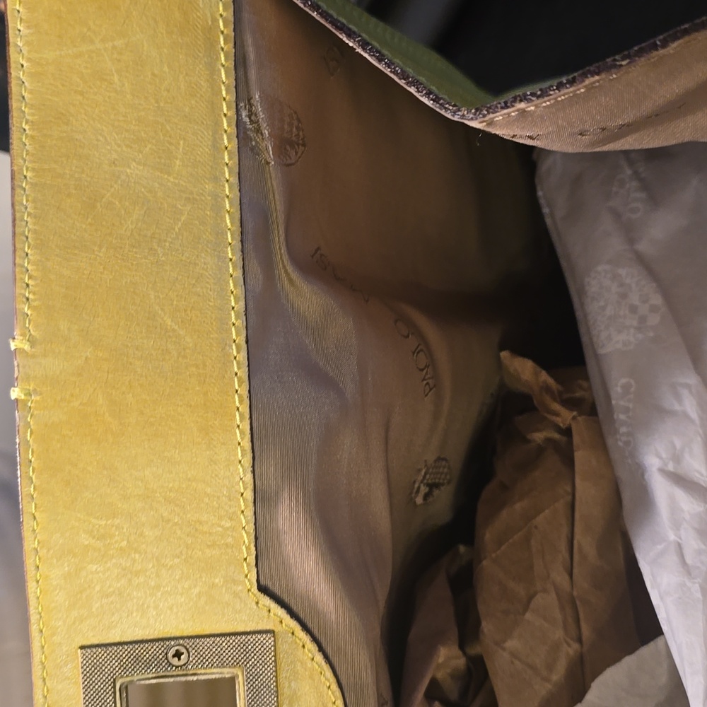 Paolo Masi Yellow Leather Tote Bag - Picture 15 of 17
